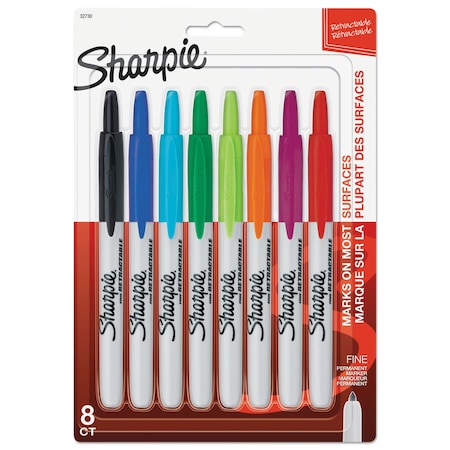 Sharpie Berry, Black, Blue, Green, Lime, Orange, Red, Turquoise Retractable Permanent Marker, 8 PK 32730PP